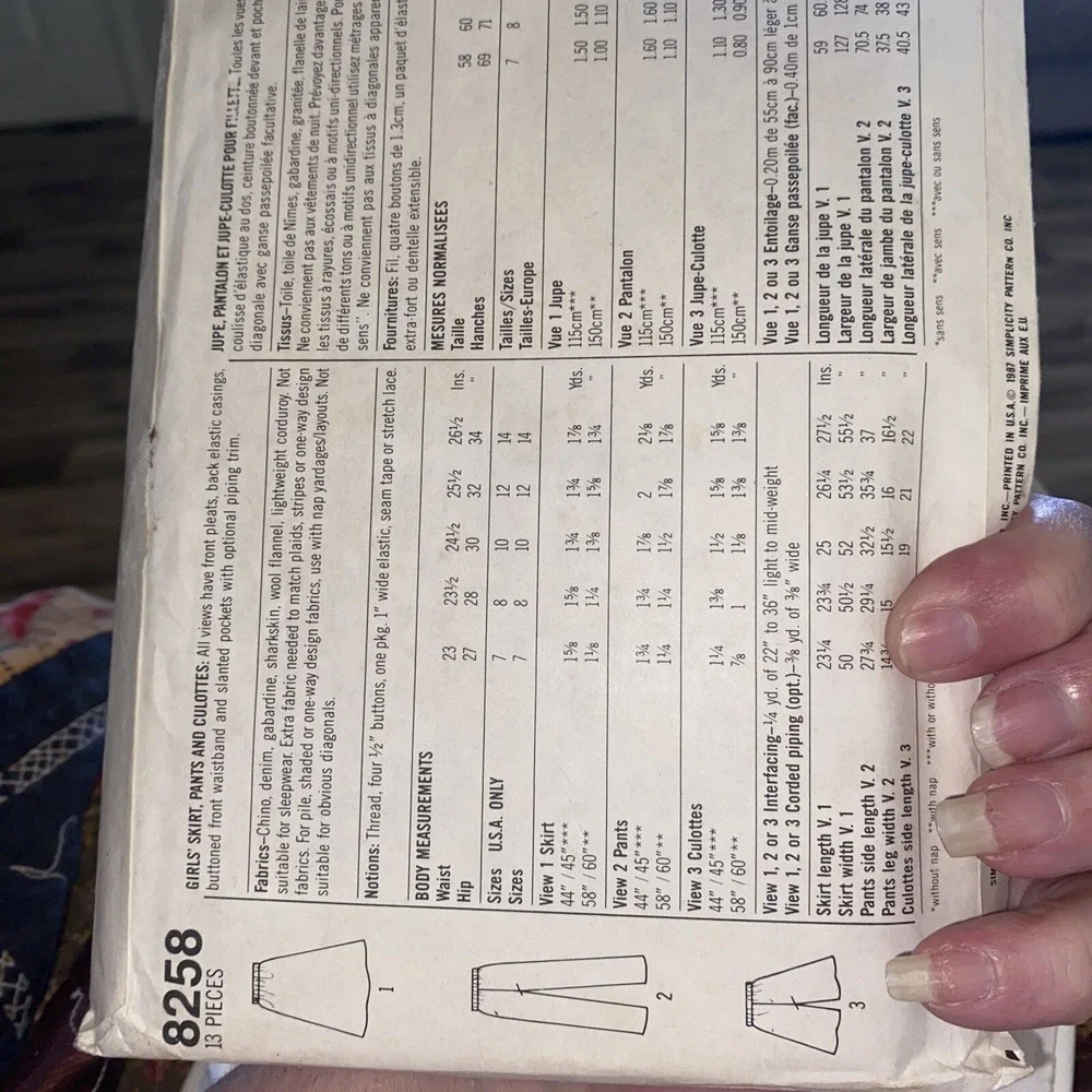 Vintage 1987 Simplicity 8258 Girls Skirt Pants Culottes Pattern Size 7-10 Uncut